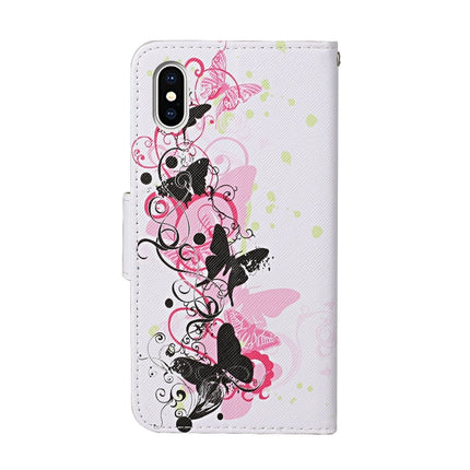For iPhone XS Max Colored Drawing Pattern Horizontal Flip Leather Case with Holder & Card Slots & Wallet(Four Butterflies)-garmade.com