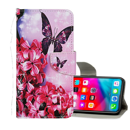 For iPhone XS Max Colored Drawing Pattern Horizontal Flip Leather Case with Holder & Card Slots & Wallet(Red Flower Butterfly)-garmade.com