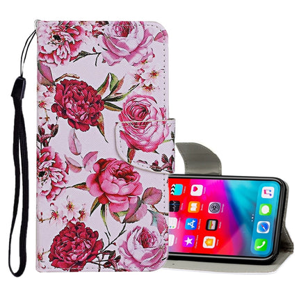 For iPhone XS Max Colored Drawing Pattern Horizontal Flip Leather Case with Holder & Card Slots & Wallet(Peony)-garmade.com