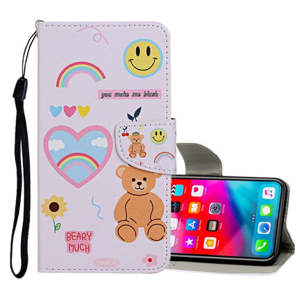 For iPhone XS Max Colored Drawing Pattern Horizontal Flip Leather Case with Holder & Card Slots & Wallet(Smiley Bear)-garmade.com