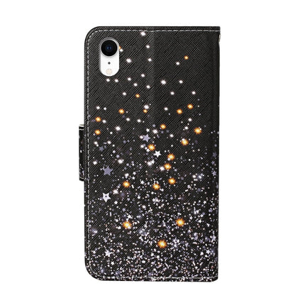For iPhone XR Colored Drawing Pattern Horizontal Flip Leather Case with Holder & Card Slots & Wallet(Black Five-pointed Star)-garmade.com