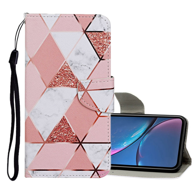 For iPhone XR Colored Drawing Pattern Horizontal Flip Leather Case with Holder & Card Slots & Wallet(Marble)-garmade.com