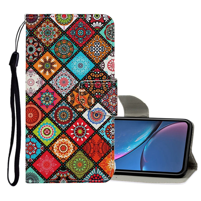 For iPhone XR Colored Drawing Pattern Horizontal Flip Leather Case with Holder & Card Slots & Wallet(Folk-custom)-garmade.com