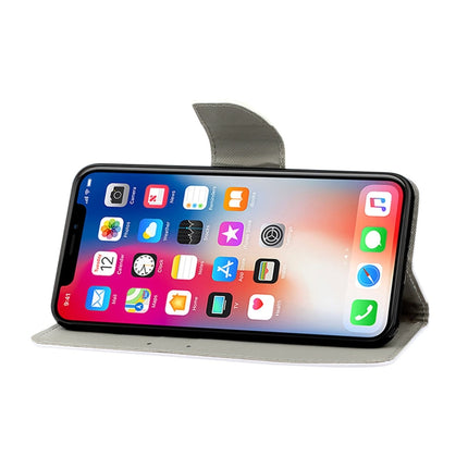 For iPhone X / XS Colored Drawing Pattern Horizontal Flip Leather Case with Holder & Card Slots & Wallet(Fluorescent Butterfly)-garmade.com