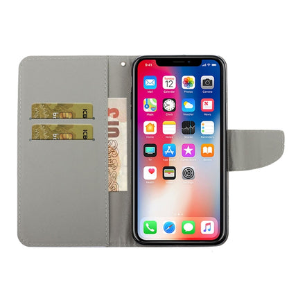 For iPhone X / XS Colored Drawing Pattern Horizontal Flip Leather Case with Holder & Card Slots & Wallet(Fluorescent Butterfly)-garmade.com