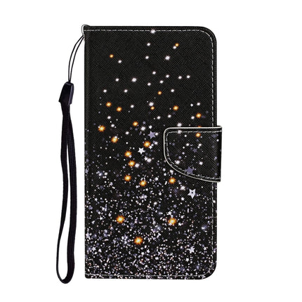 For iPhone X / XS Colored Drawing Pattern Horizontal Flip Leather Case with Holder & Card Slots & Wallet(Black Five-pointed Star)-garmade.com