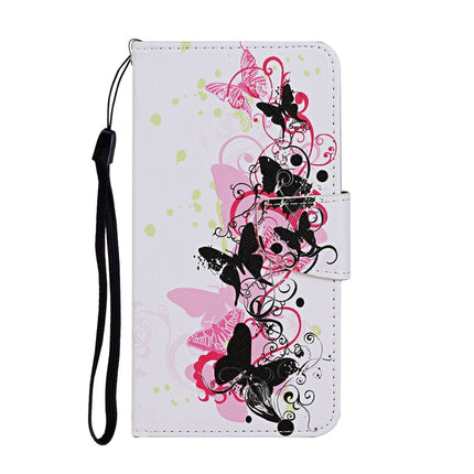 For iPhone X / XS Colored Drawing Pattern Horizontal Flip Leather Case with Holder & Card Slots & Wallet(Four Butterflies)-garmade.com