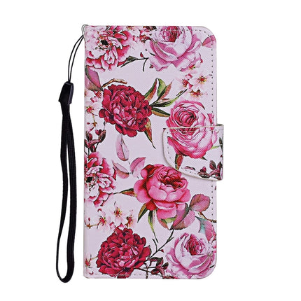 For iPhone X / XS Colored Drawing Pattern Horizontal Flip Leather Case with Holder & Card Slots & Wallet(Peony)-garmade.com