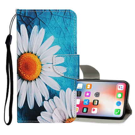 For iPhone X / XS Colored Drawing Pattern Horizontal Flip Leather Case with Holder & Card Slots & Wallet(Daisy)-garmade.com