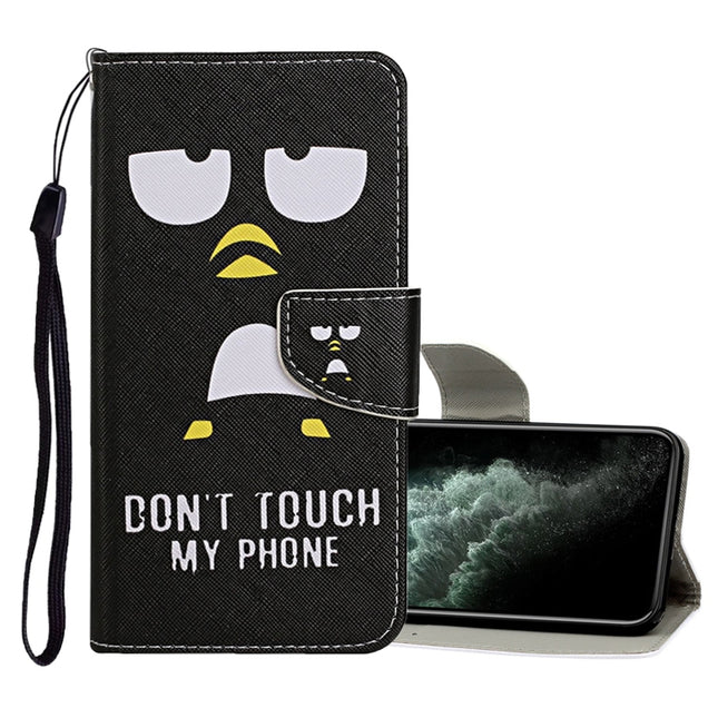For iPhone 11 Pro Max Colored Drawing Pattern Horizontal Flip Leather Case with Holder & Card Slots & Wallet(Penguin)-garmade.com