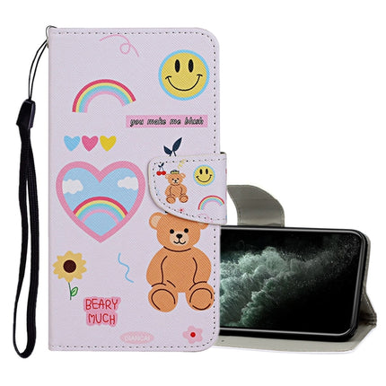 For iPhone 11 Pro Max Colored Drawing Pattern Horizontal Flip Leather Case with Holder & Card Slots & Wallet(Smiley Bear)-garmade.com