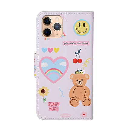 For iPhone 11 Pro Max Colored Drawing Pattern Horizontal Flip Leather Case with Holder & Card Slots & Wallet(Smiley Bear)-garmade.com