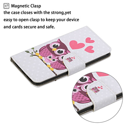 For iPhone 11 Pro Max Colored Drawing Pattern Horizontal Flip Leather Case with Holder & Card Slots & Wallet(Owl Family)-garmade.com