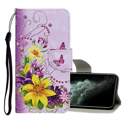 For iPhone 11 Pro Max Colored Drawing Pattern Horizontal Flip Leather Case with Holder & Card Slots & Wallet(Yellow Flower Butterfly)-garmade.com