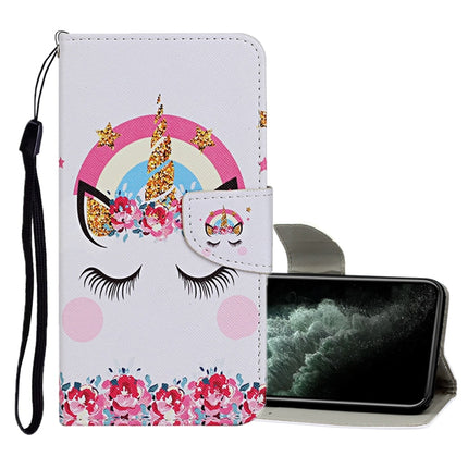 For iPhone 11 Pro Max Colored Drawing Pattern Horizontal Flip Leather Case with Holder & Card Slots & Wallet(Crown Unicorn)-garmade.com