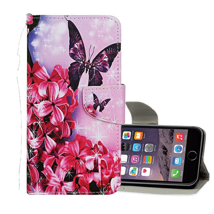 For iPhone 6 Plus / 6s Plus Colored Drawing Pattern Horizontal Flip Leather Case with Holder & Card Slots & Wallet(Red Flower Butterfly)-garmade.com