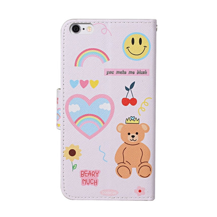For iPhone 6 Plus / 6s Plus Colored Drawing Pattern Horizontal Flip Leather Case with Holder & Card Slots & Wallet(Smiley Bear)-garmade.com