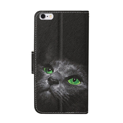 For iPhone 6 Plus / 6s Plus Colored Drawing Pattern Horizontal Flip Leather Case with Holder & Card Slots & Wallet(Black Cat)-garmade.com