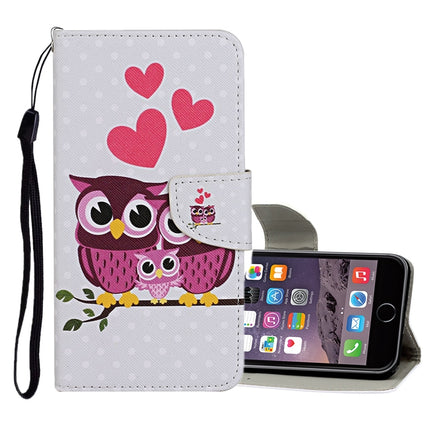 For iPhone 6 Plus / 6s Plus Colored Drawing Pattern Horizontal Flip Leather Case with Holder & Card Slots & Wallet(Owl Family)-garmade.com