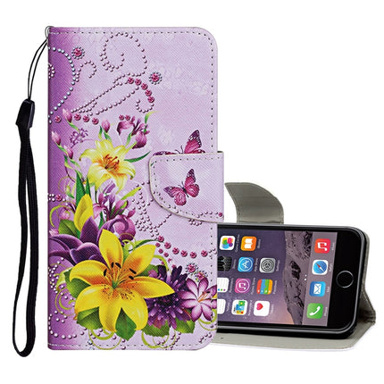 For iPhone 6 Plus / 6s Plus Colored Drawing Pattern Horizontal Flip Leather Case with Holder & Card Slots & Wallet(Yellow Flower Butterfly)-garmade.com