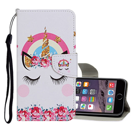 For iPhone 6 Plus / 6s Plus Colored Drawing Pattern Horizontal Flip Leather Case with Holder & Card Slots & Wallet(Crown Unicorn)-garmade.com