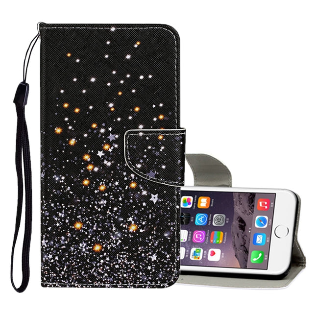 For iPhone 6 / 6s Colored Drawing Pattern Horizontal Flip Leather Case with Holder & Card Slots & Wallet(Black Five-pointed Star)-garmade.com