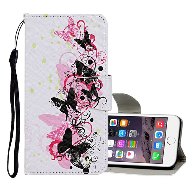 For iPhone 6 / 6s Colored Drawing Pattern Horizontal Flip Leather Case with Holder & Card Slots & Wallet(Four Butterflies)-garmade.com