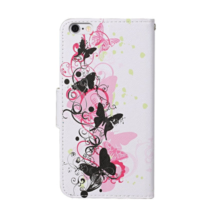 For iPhone 6 / 6s Colored Drawing Pattern Horizontal Flip Leather Case with Holder & Card Slots & Wallet(Four Butterflies)-garmade.com