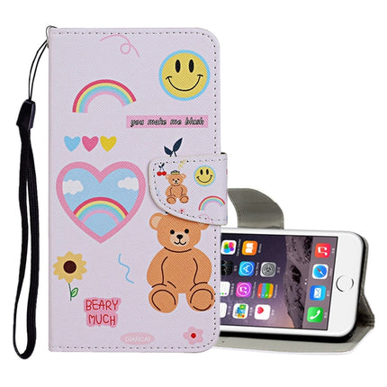 For iPhone 6 / 6s Colored Drawing Pattern Horizontal Flip Leather Case with Holder & Card Slots & Wallet(Smiley Bear)-garmade.com