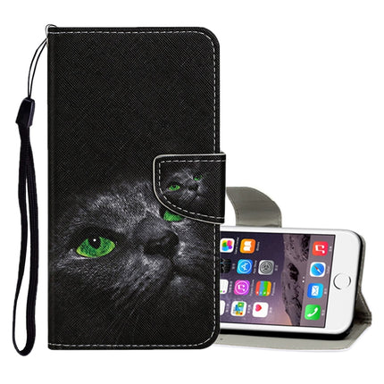 For iPhone 6 / 6s Colored Drawing Pattern Horizontal Flip Leather Case with Holder & Card Slots & Wallet(Black Cat)-garmade.com