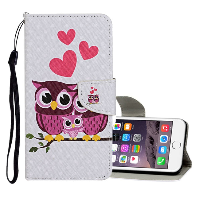 For iPhone 6 / 6s Colored Drawing Pattern Horizontal Flip Leather Case with Holder & Card Slots & Wallet(Owl Family)-garmade.com