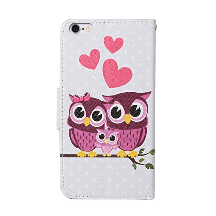 For iPhone 6 / 6s Colored Drawing Pattern Horizontal Flip Leather Case with Holder & Card Slots & Wallet(Owl Family)-garmade.com