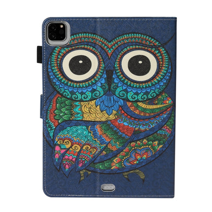 For iPad Pro 11 (2020) Colored Drawing Pattern Horizontal Flip PU Leather Tablet Case with Holder & Card Slot & Sleep / Wake-up Function(Owl)-garmade.com