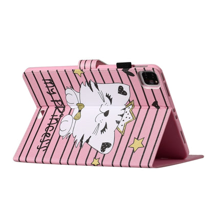 For iPad Pro 11 (2020) Colored Drawing Pattern Horizontal Flip PU Leather Tablet Case with Holder & Card Slot & Sleep / Wake-up Function(Crown Cat)-garmade.com