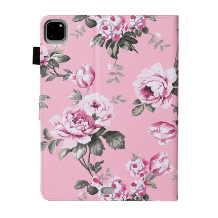 For iPad Pro 11 (2020) Colored Drawing Pattern Horizontal Flip PU Leather Tablet Case with Holder & Card Slot & Sleep / Wake-up Function(Pink Flowers)-garmade.com