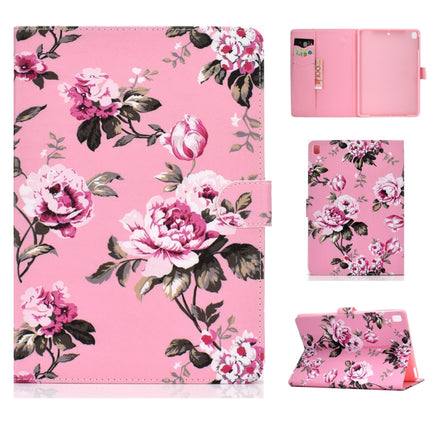 For iPad 10.2 Colored Drawing Pattern Horizontal Flip PU Leather Case with Holder & Card Slot & Sleep / Wake-up Function(Pink Flowers)-garmade.com