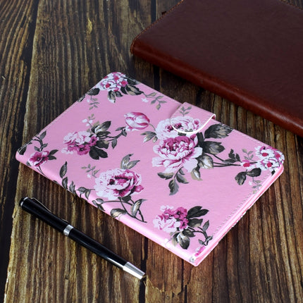 For iPad 10.2 Colored Drawing Pattern Horizontal Flip PU Leather Case with Holder & Card Slot & Sleep / Wake-up Function(Pink Flowers)-garmade.com