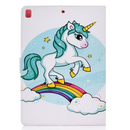 For iPad 9.7 (2017/2018) & Air 2 & Air Colored Drawing Pattern Horizontal Flip PU Leather Case with Holder & Card Slot & Sleep / Wake-up Function(Unicorn)-garmade.com