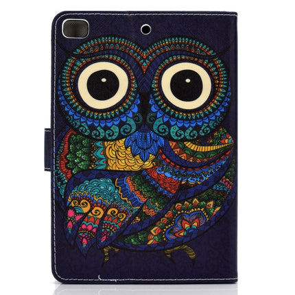 For iPad Mini 2019 & 4 & 3 & 2 & 1 Colored Drawing Pattern Horizontal Flip PU Leather Case with Holder & Card Slot & Sleep / Wake-up Function(Owl)-garmade.com