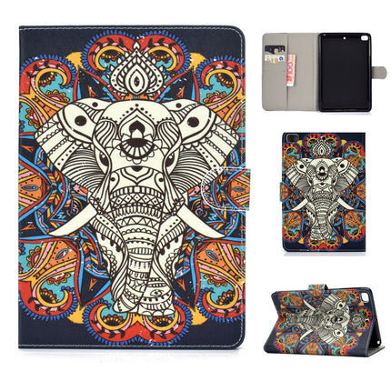For iPad Mini 2019 & 4 & 3 & 2 & 1 Colored Drawing Pattern Horizontal Flip PU Leather Case with Holder & Card Slot & Sleep / Wake-up Function(Colorful Elephant)-garmade.com