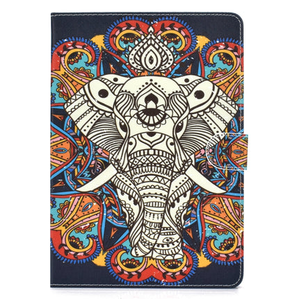 For iPad Mini 2019 & 4 & 3 & 2 & 1 Colored Drawing Pattern Horizontal Flip PU Leather Case with Holder & Card Slot & Sleep / Wake-up Function(Colorful Elephant)-garmade.com