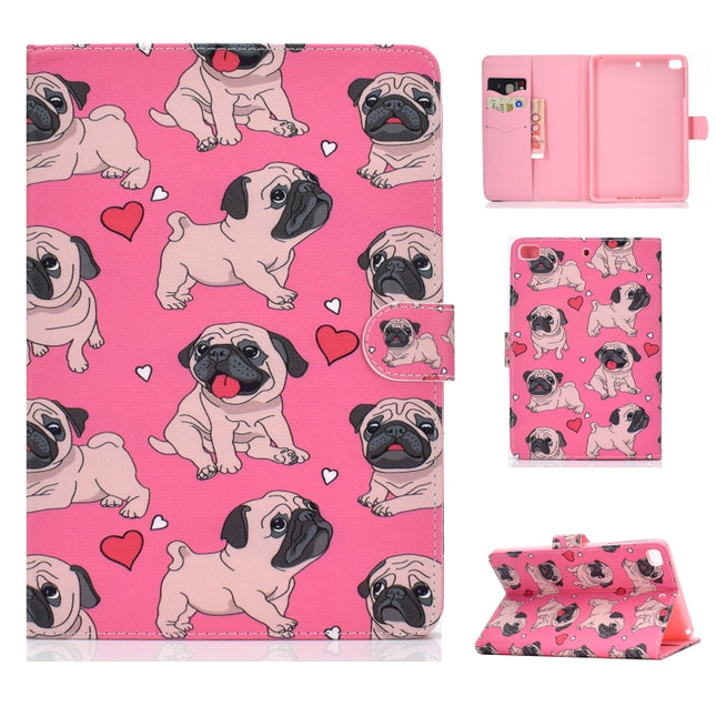 For iPad Mini 2019 & 4 & 3 & 2 & 1 Colored Drawing Pattern Horizontal Flip PU Leather Case with Holder & Card Slot & Sleep / Wake-up Function(Love Dog)-garmade.com