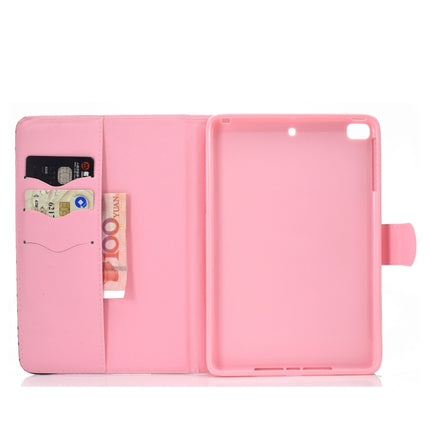 For iPad Mini 2019 & 4 & 3 & 2 & 1 Colored Drawing Pattern Horizontal Flip PU Leather Case with Holder & Card Slot & Sleep / Wake-up Function(Crown Cat)-garmade.com