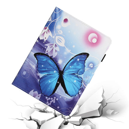 Colored Drawing Pattern Horizontal Flip PU Leather Case with Holder & Card Slot & Sleep / Wake-up Function For iPad Pro 10.2 2021 / 2020 / 2019 / 10.5 (2019)(Blue Butterfly)-garmade.com