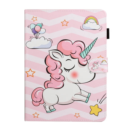 Colored Drawing Pattern Horizontal Flip PU Leather Case with Holder & Card Slot & Sleep / Wake-up Function For iPad Pro 10.2 2021 / 2020 / 2019 / 10.5 (2019)(Pink Unicorn)-garmade.com