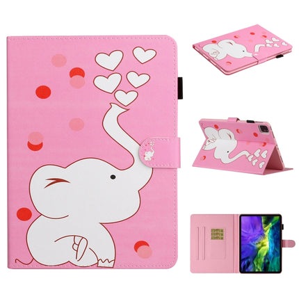 For iPad Pro 11 inch (2020) Colored Drawing Pattern Horizontal Flip PU Leather Tablet Case with Holder & Card Slot & Sleep / Wake-up Function(Loving Elephant)-garmade.com