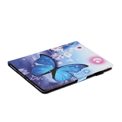 For iPad 9.7 (2017/2018) & Air 2 & Air & iPad Pro 9.7 Colored Drawing Pattern Horizontal Flip PU Leather Case with Holder & Card Slot & Sleep / Wake-up Function(Blue Butterfly)-garmade.com