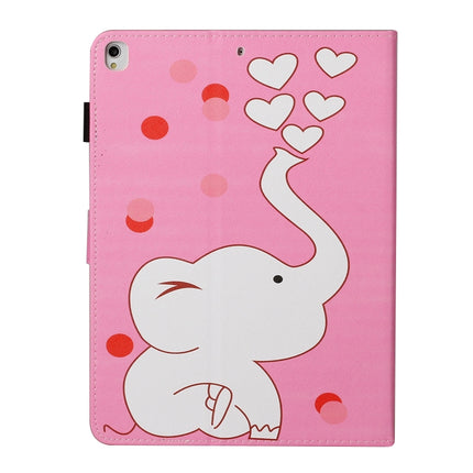 For iPad 9.7 (2017/2018) & Air 2 & Air & iPad Pro 9.7 Colored Drawing Pattern Horizontal Flip PU Leather Case with Holder & Card Slot & Sleep / Wake-up Function(Loving Elephant)-garmade.com