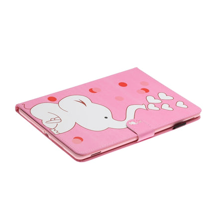 For iPad 9.7 (2017/2018) & Air 2 & Air & iPad Pro 9.7 Colored Drawing Pattern Horizontal Flip PU Leather Case with Holder & Card Slot & Sleep / Wake-up Function(Loving Elephant)-garmade.com