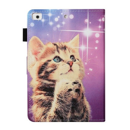 For iPad Mini 2019 & 4 & 3 & 2 & 1 Colored Drawing Pattern Horizontal Flip PU Leather Case with Holder & Card Slot & Sleep / Wake-up Function(Starry Cat)-garmade.com